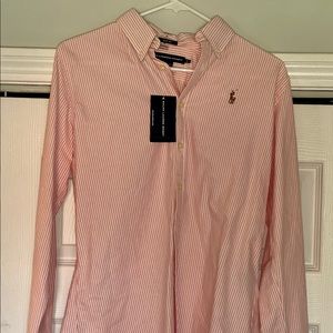 Ralph Lauren pink and white striped button down